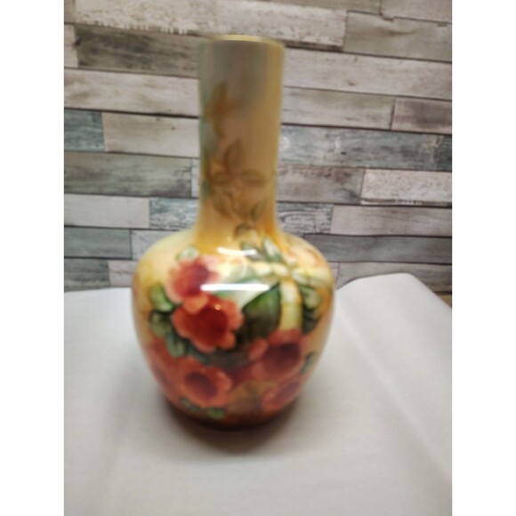 Antique Willets Belleek Hand Painted Floral Vase Morning Glory  Art Nouveau Glam - Picture 2 of 14